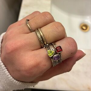 Sterling Silver Stacking Rings with Stone Trio